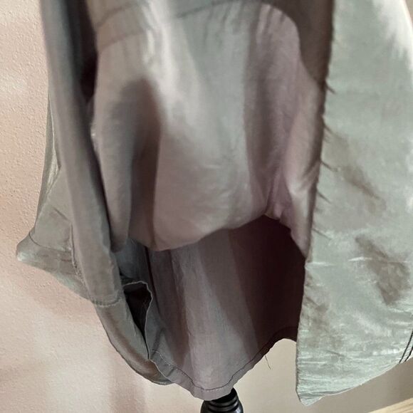 Cecico silk gray A-line sundress with black decoration size S - Picture 7 of 10